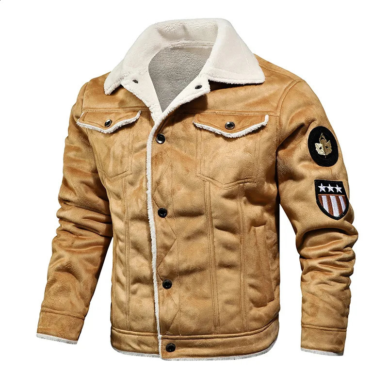 High Quality Leather Jackets Casual Man Winter Fleece Motorcycle Faux Jacket Male Antiwind Lapel Zipper Men 251023