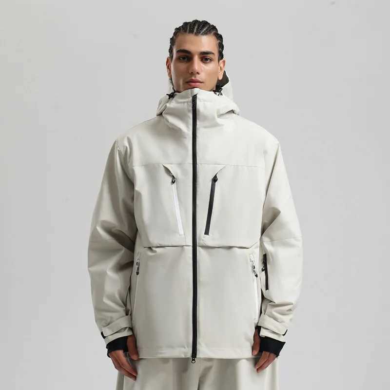 Gsou Snow Men Women Ski Jacket Waterproof Snowboard Coat Breathable Loose Workwear Style Unisex Winter Outerwear for Couples Y251023