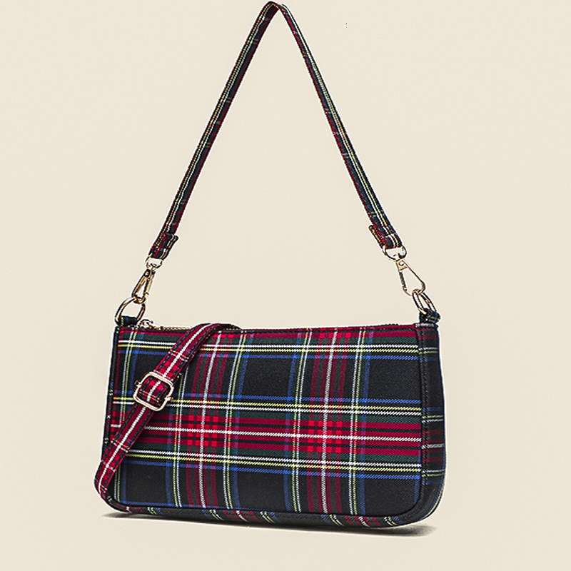 Luxury Brand Designer Bag Handmade Red Plaid Baguette Bag For Women Same Style 2025 New Versatile Shoulder Underarm Handbag