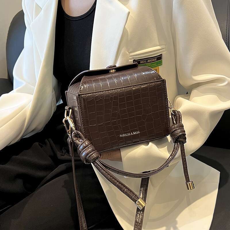 New Sensation Women's Crocodile Pattern Handbag Square Box Style Crossbody Bag