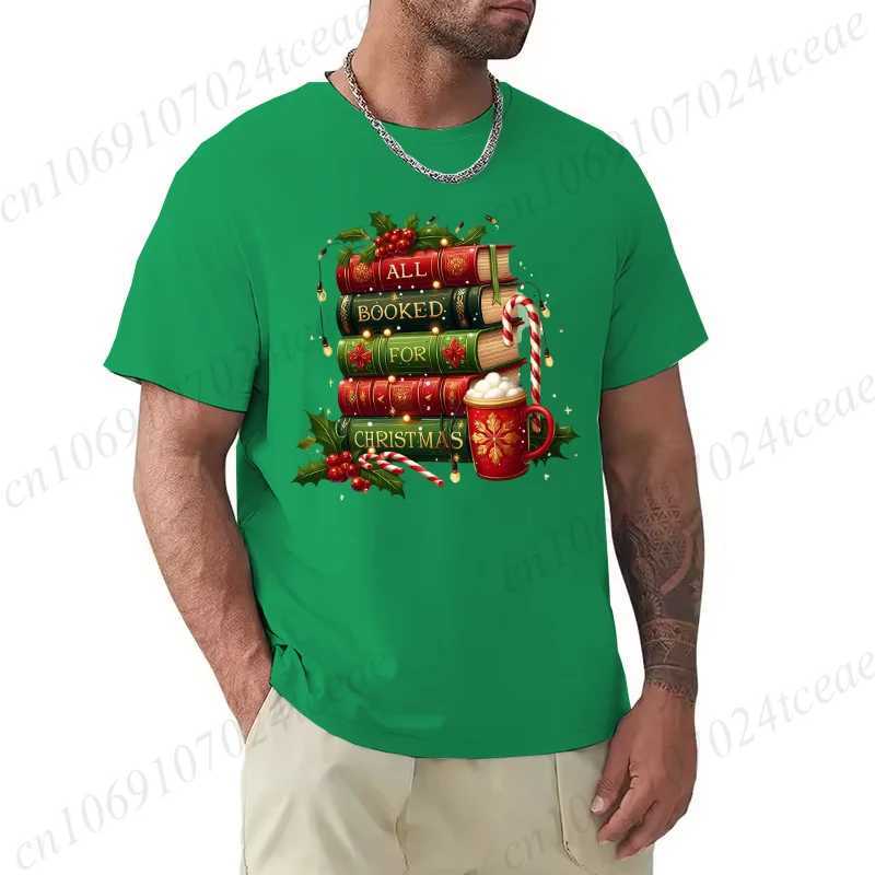 All Booked for Christmas Printed Tshirt Women Men Tshirt Christmas Teacher T Shirt Caual Book Lovers Mens TShirt Short SleeveXJ251023