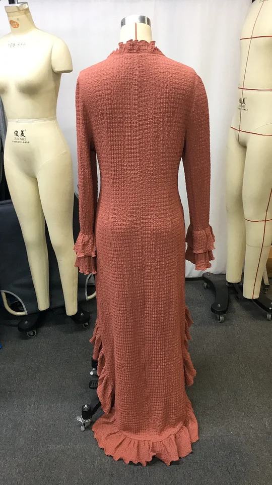 Vintage Halloween Linen Solid Color Long Sleeve Dress 251022