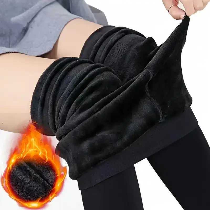 Autumn Winter Fleece Lined Pearl Velvet OvertheKnee Leggings for Women Thickened Warm Tights for Cold WeatherT251023