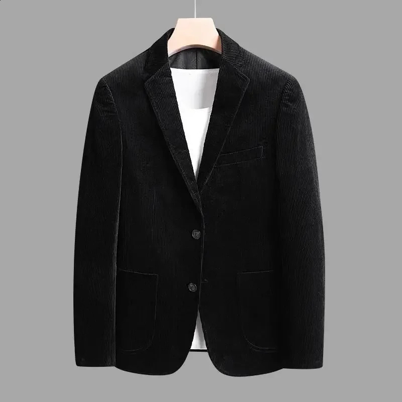 Fashion AutumnWinter Thickened Corduroy Suit for Young Men Korean Version Slim Retro Casual Warm Jacket Mens Clothing 251023