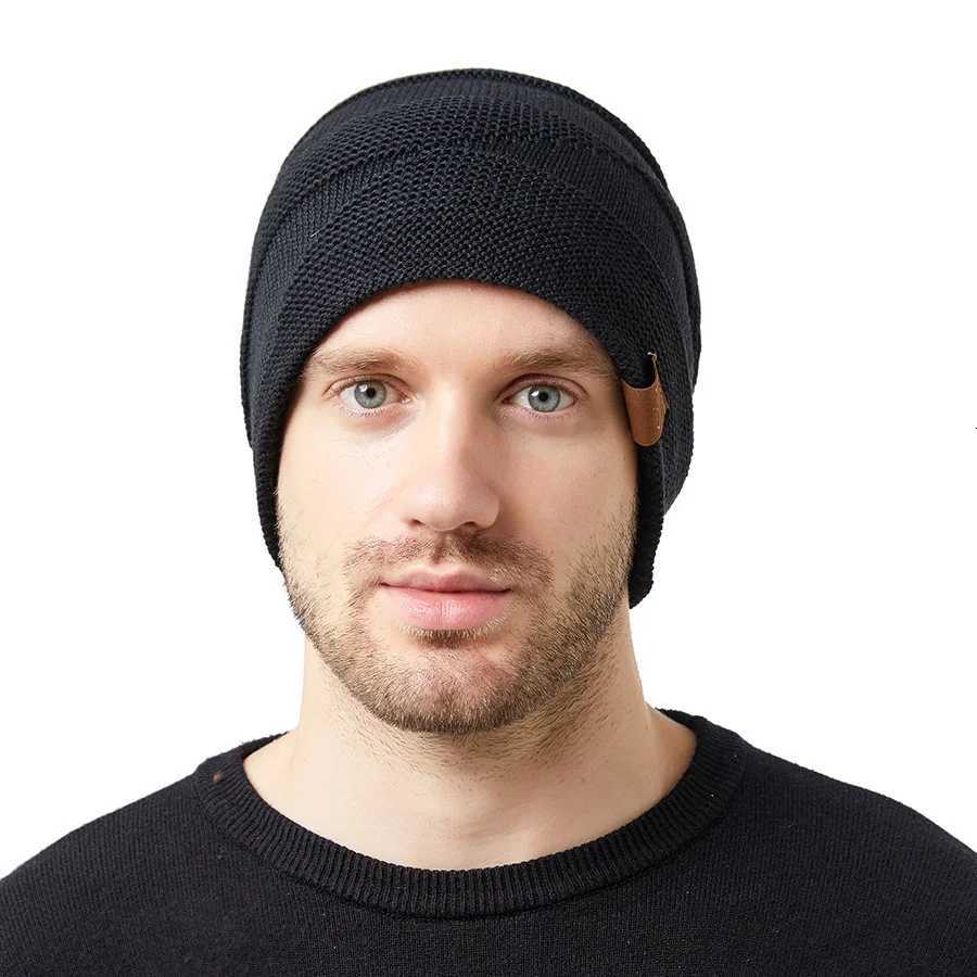 New Unisex Slouchy Winter Hats Knitted For Men And Women Beanie Cap Outdoor Add Fur Ing Warm Beanie Cap Casual Label Sports HatsXJ251023