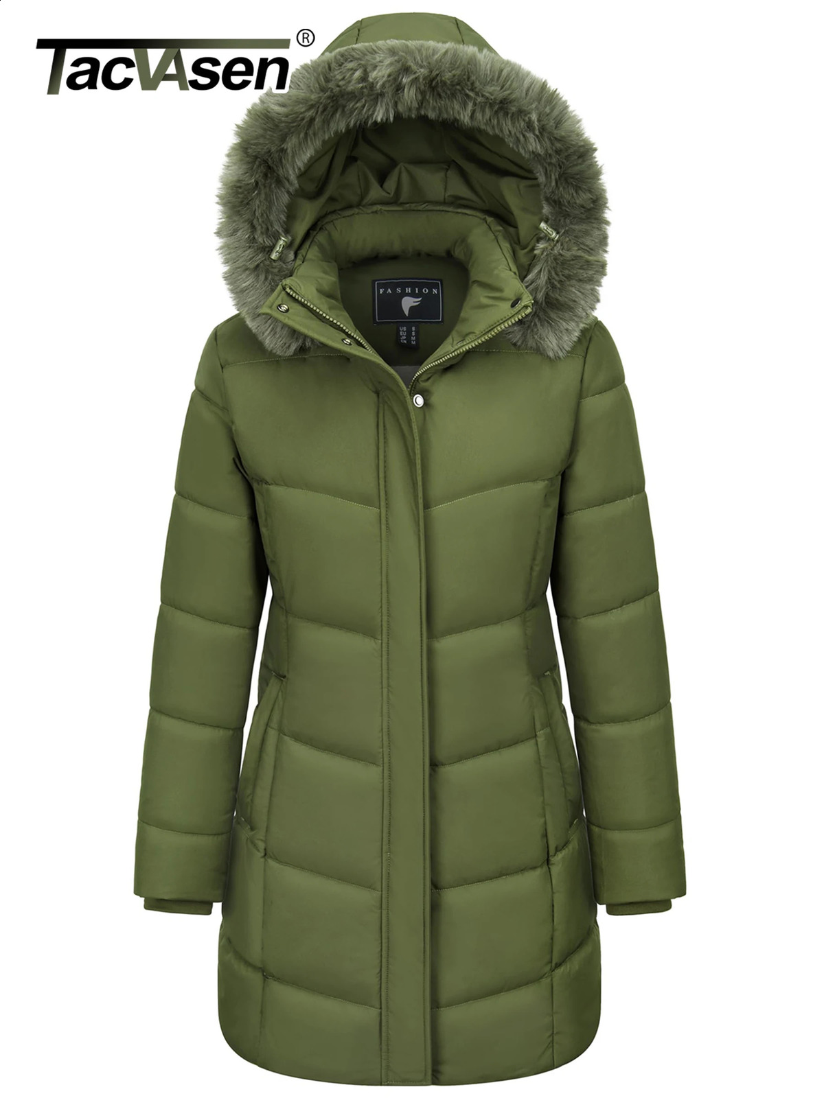 TACVASEN Womens Winter Thicken Parka Coat Warm Jacket Down Puffer Outwear with Faux Fur Removable Hood Waterproof Windproof 251022