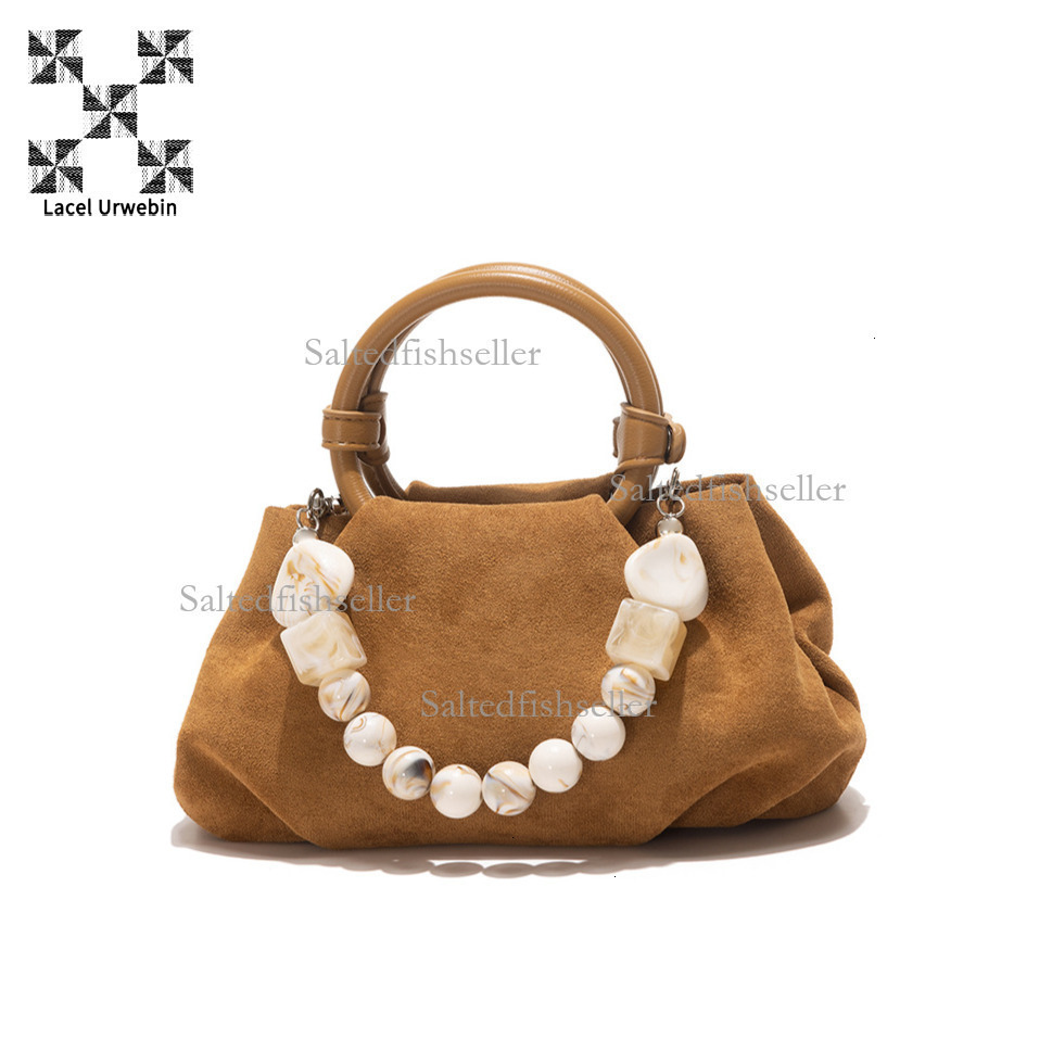 Lacel Urwebin Design Women's High-end Pleated Cloud Bag Fashion Luxury New Pearl Chain Handbag Trendy Brand Versatile Frosted Leather Shoulder Cr