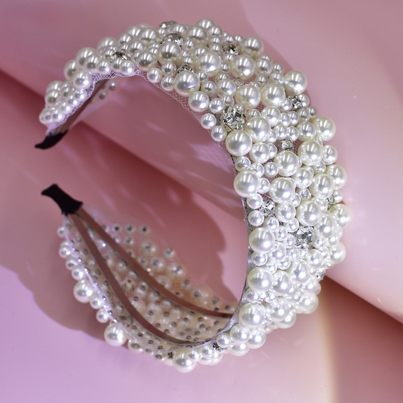 Hairpins designer HairJewelry Faux Pearl Handmade Woven Headpiece Accessories for Wedding Hairstyles: Pearl Wide Hair Accessory Crystal Headband Hair 