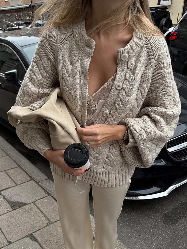 Casual Solid Knitted Women Cardigan Long Sleeves Oneck Single Breasted Female Sweater Autumn Winter Fashion Lady Knitwear 251022