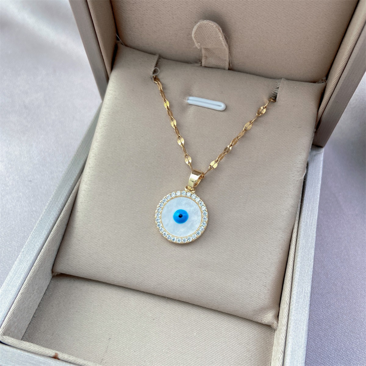Designer necklace for woman Alloy studded diamond zircon devil's eye pendant necklace, fashionable and exquisite sweater chain Halloween gift
