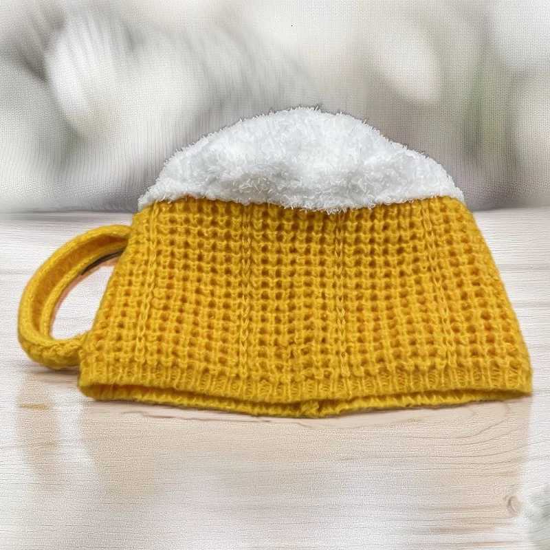 3D beer cup hat for autumn and winter warmth unisex knitted wool hat suitab for outdoor windproof and cold insationW251023