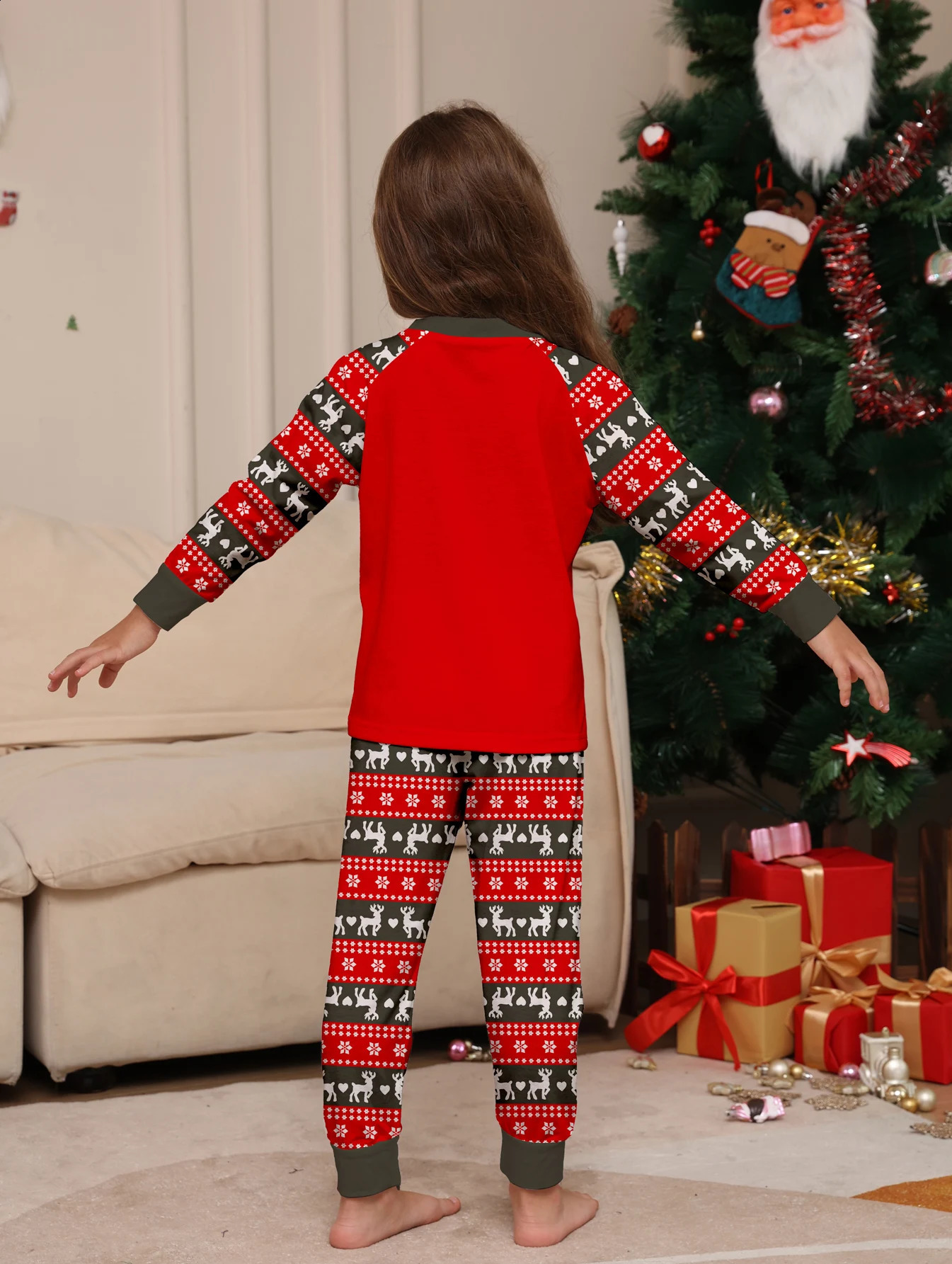 Family Christmas Pajama Sets All over Santa Tree Reindeer Prints Cozy for Holidays 251023