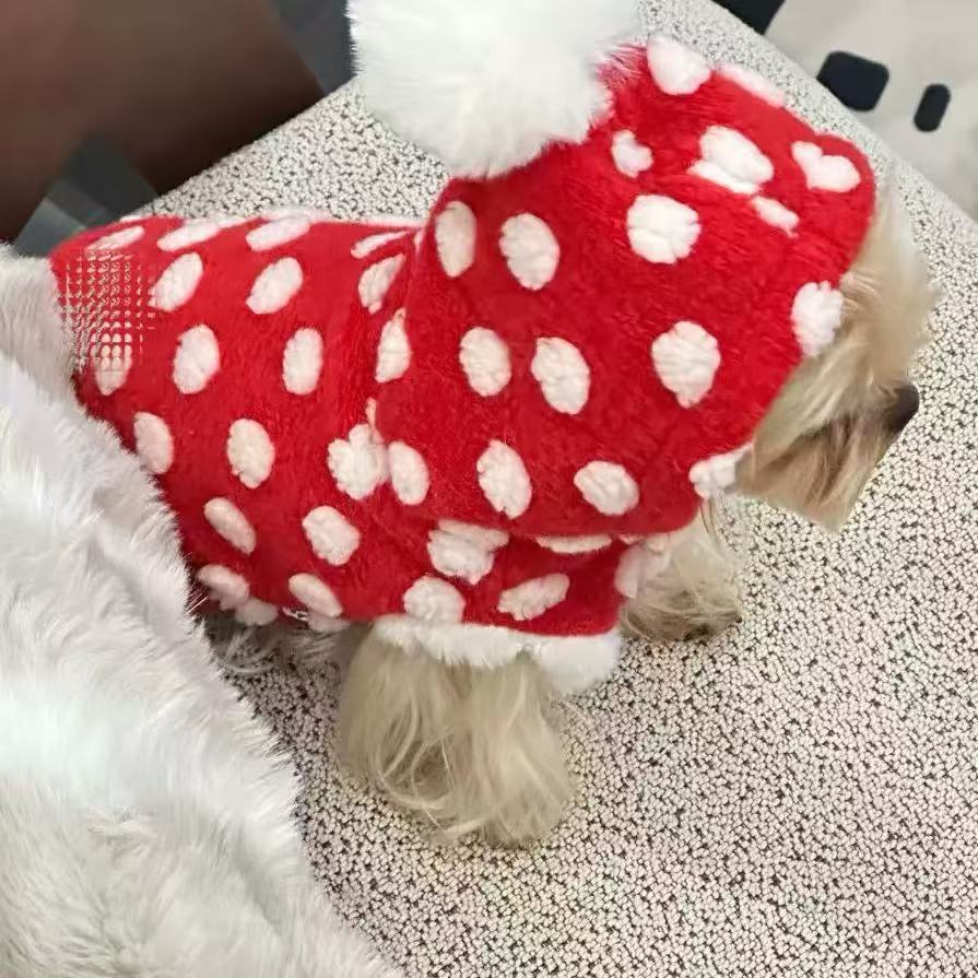 T1887 Cat autumn and winter vest warm plus fleece dog small and medium-sized dog outdoor traction buckle pet clothes