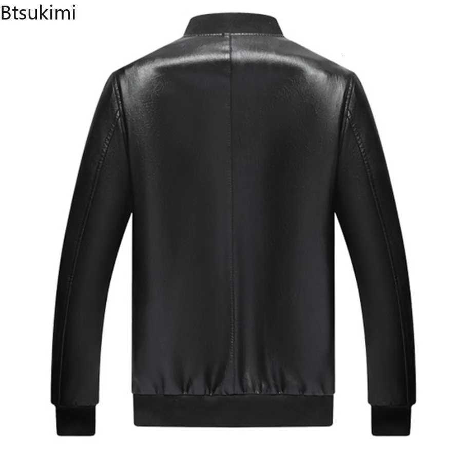 New Spring Autumn Mens PU Leather Jackets Fashion Baseball Collar Business Casual Coats Highend Mens Leather Bomber Jackets W251023