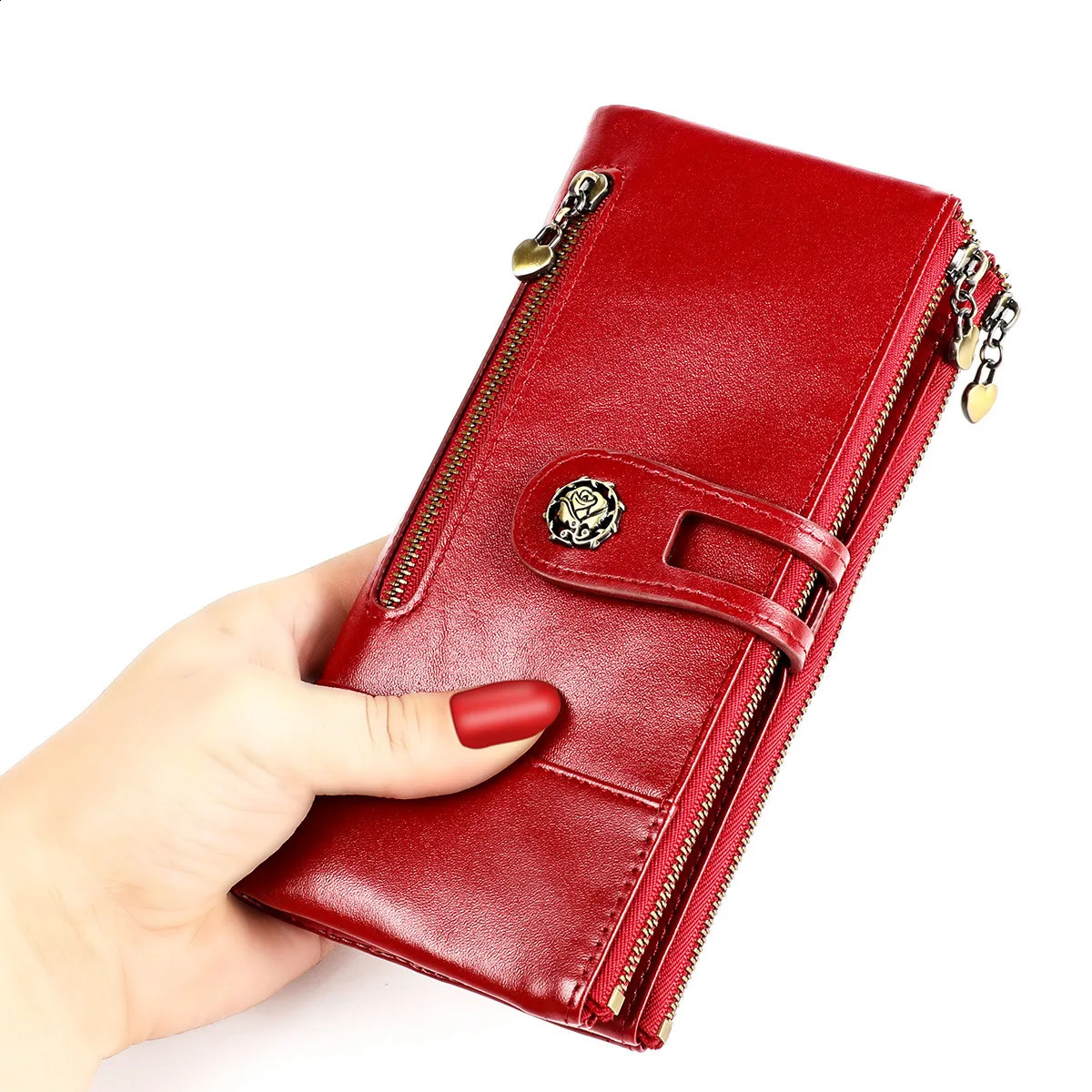 Rfid Blocking Genuine Leather Wallet Vintage Coin Purse for Ladies Women Long Clutch Wallets with Cell Phone Bags Card Holder251023