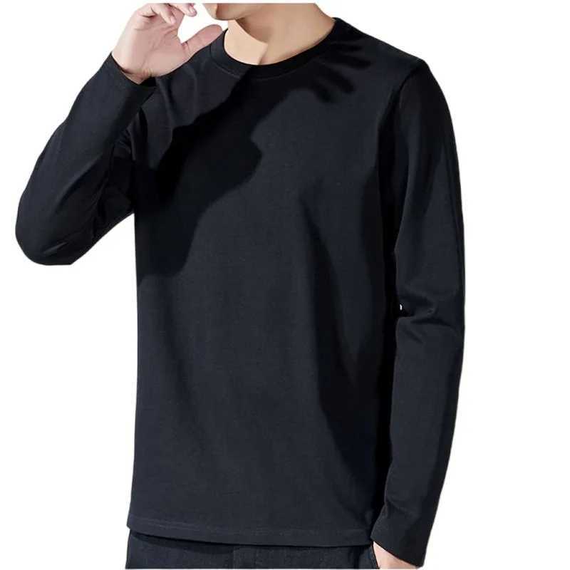 T Shirt For Men Cotton Long Sleeve Tshirts Solid Color Mens Clothing Full Length Sleeve For Spring And Autumn UndershirtsXJ251023