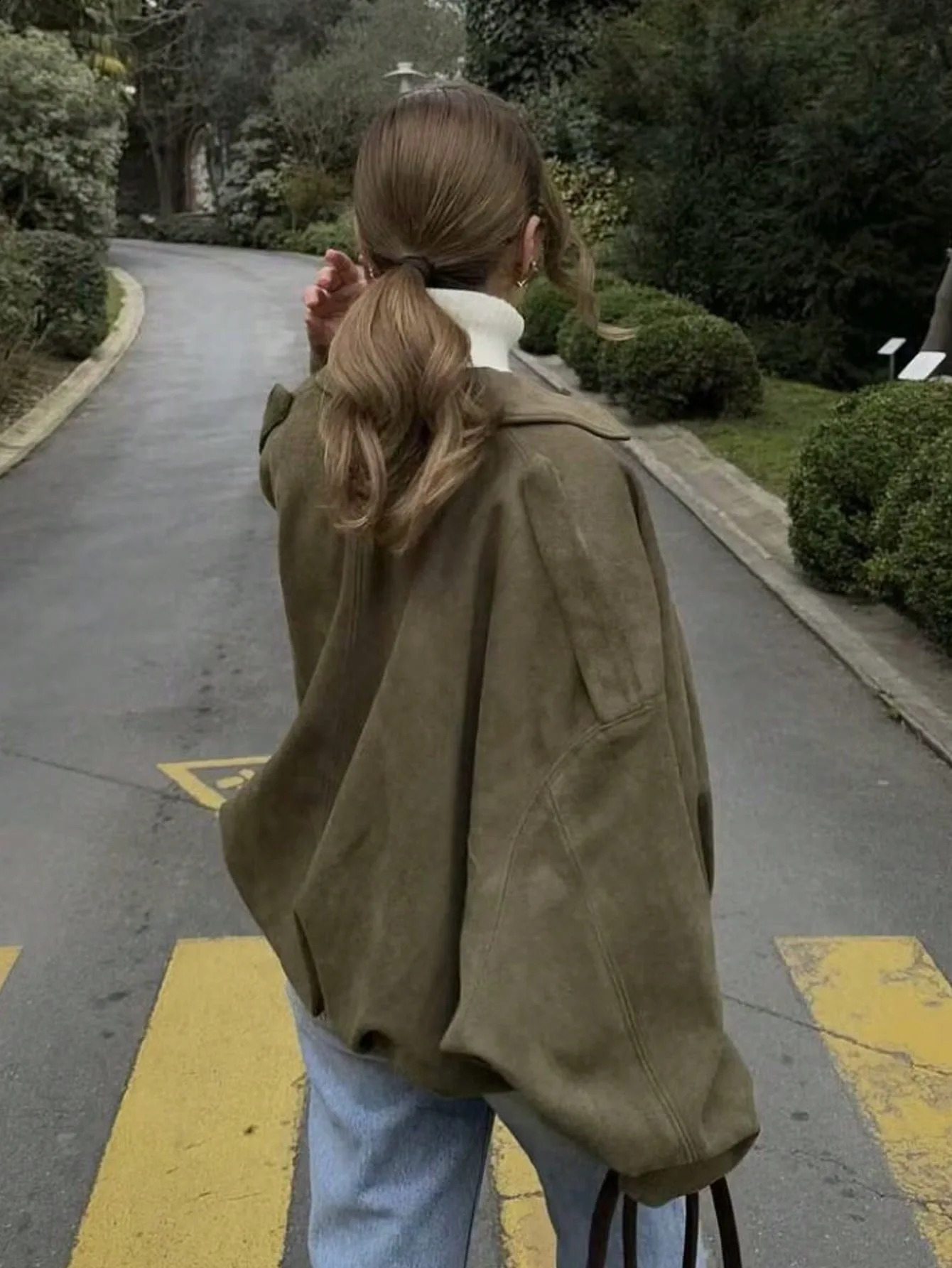 Vintage Women Green Oversize Bomber Jackets Fashion Ladies Elegant Loose Soft Outfits Jacket for Party Female Chic Clothes 251013