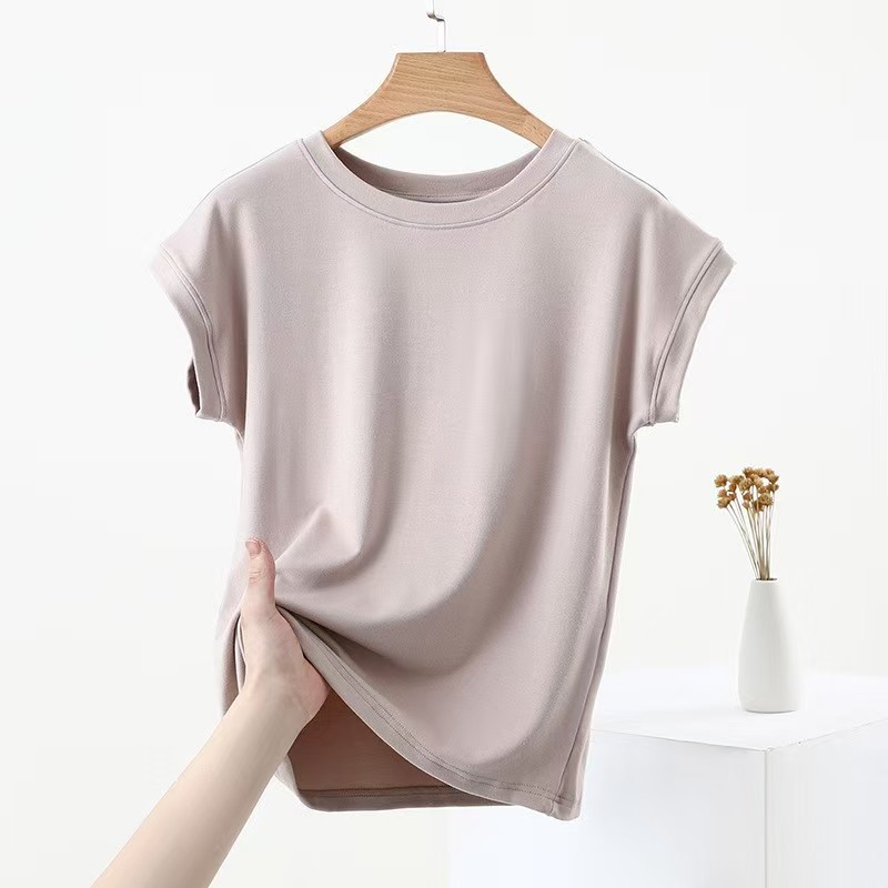 K2350 European and American style pure cotton short-sleeved T-shirt women's 2025 summer new loose slimming versatile top sexy slim fit