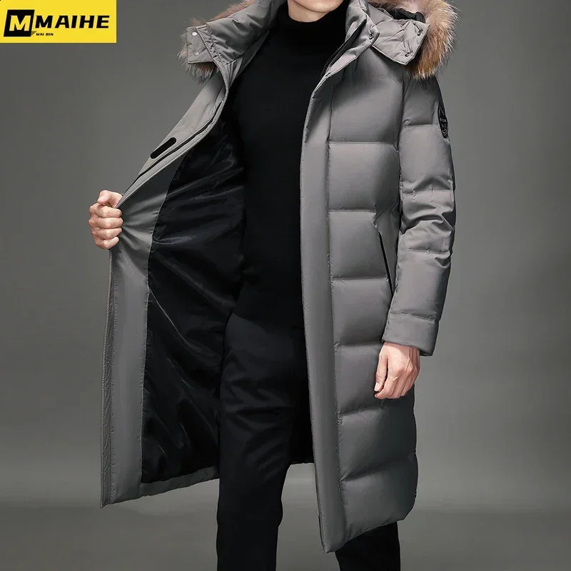 Mens Thickened Down Jacket 30 Winter Warm Coat Men Fashion Long White Duck Hooded Parkas Plus Size 5XL 251023