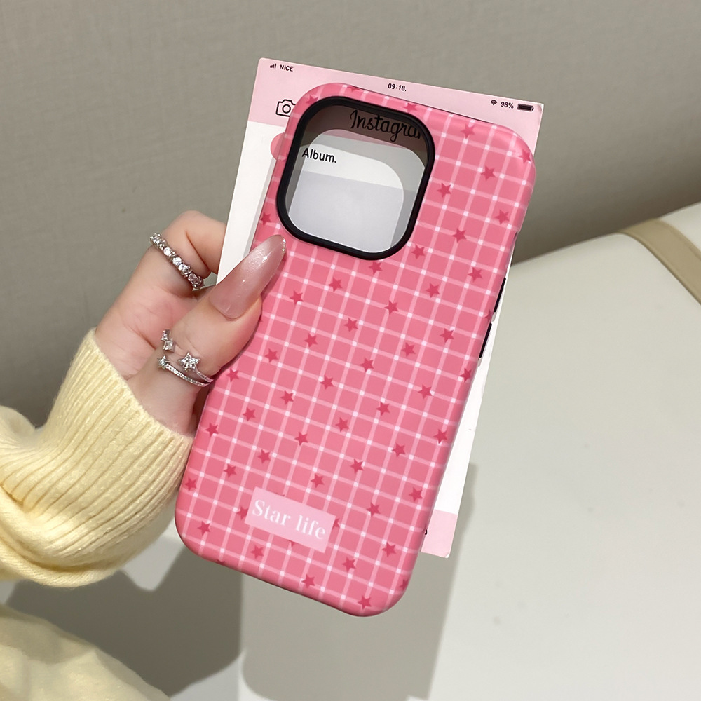 Magnetic Stand Checkered Phone Case for iPhone 17 Pro Max, Cute Grids Plaid Checkerboard Aesthetic Design Compatible with Slim Bumper Shockproof Prote