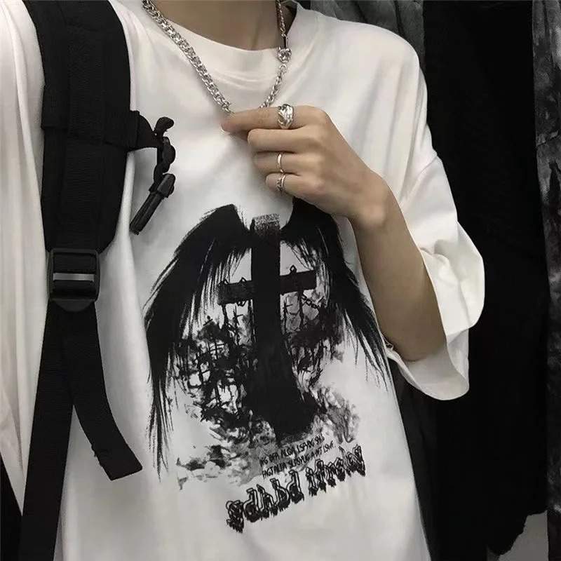 Y2K Emo Men Summer Oversized TShirt Korean Harajuku Tshirt Streetwear Dark Academia Hip Hop Alt Long Sleeved T Shirts Clothes 251020