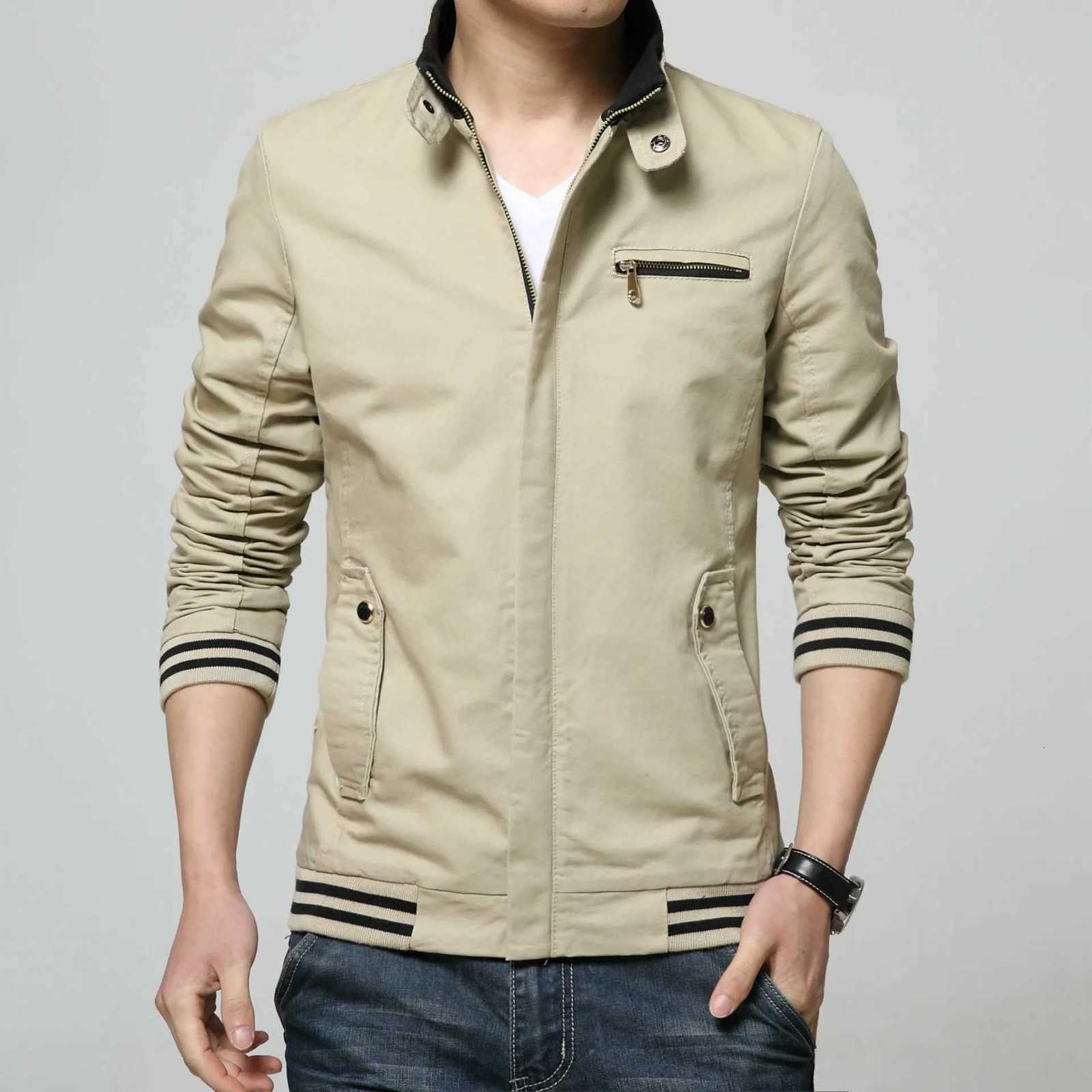 Mens Stand Collar Casual Zipper Jacket Men Bomber Jacket Mens Windbreaker Jacket Male Baseball Jackets Outwear Brand Clothing W251023