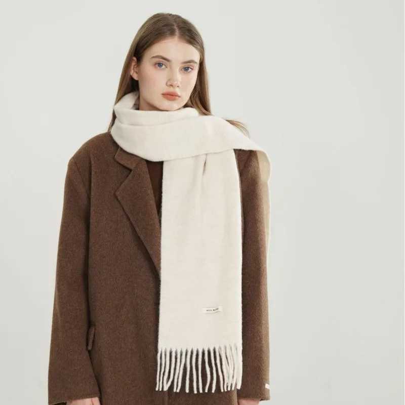 Korean Style Trendy Solid Fringed Scarf Women Men Unisex Minimalist Cozy Neck Wrap Female Male Thick Warm Muffler Autumn Winter J251113