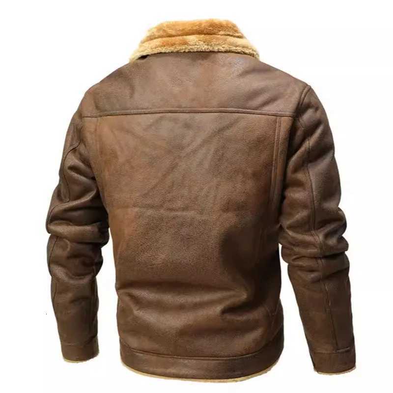 Winter Mens Suede Leather Coat High Quality Thick Fleece Warm Leather Jacket Fashion Turn Down Collar Male Loose Casual Coats W251023