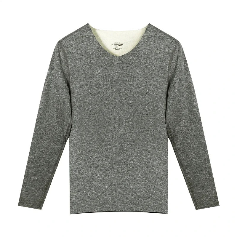 2PCS Mens seamless thermal underwear fleece lined and thickened single piece long sleeve base layer wool top 251023