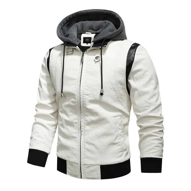 Autumn Winter Bomber Leather Jacket Men Scorpion Embroidery Hooded Jacket PU Leather Motorcycle Mens Ryan Gosling Drive Jacket W251023