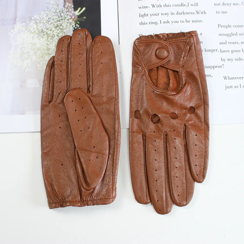 Womens sheepskin driver gloves Thin breathable unlined colored leather gloves Summer 251020