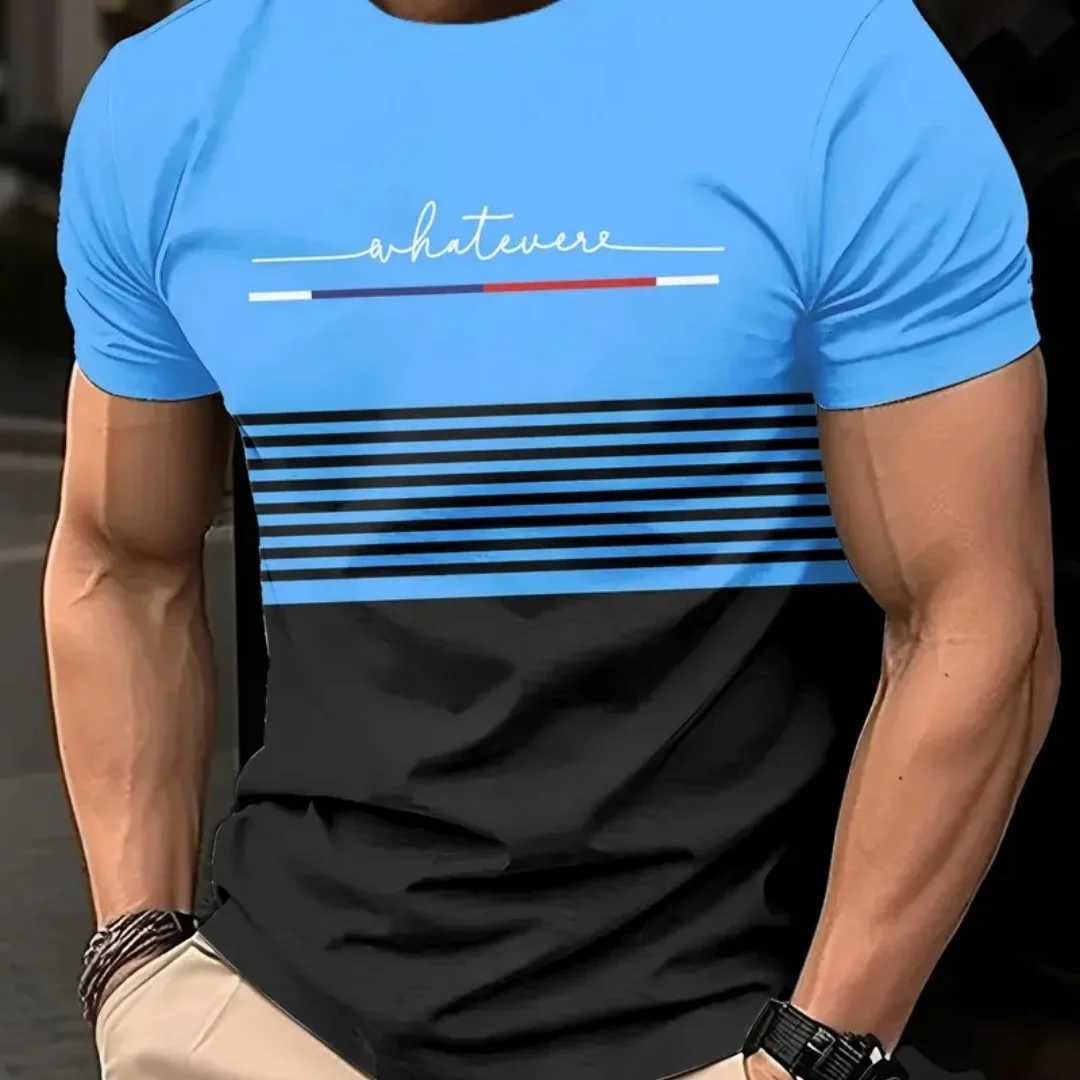Oversized tshirt Mens T Shirt Summer Fashion Casual Round Neck Short Sleeve Top Striped Printed Mens Clothing TshirtXJ251023
