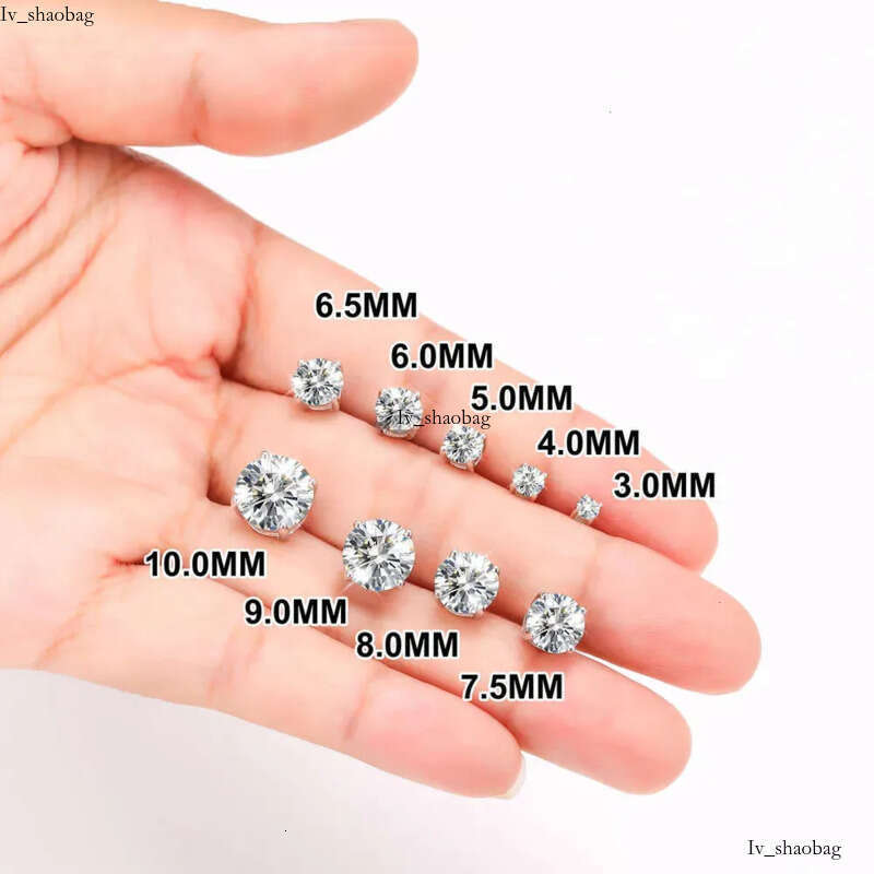 Dropshipping Usa Warehouse 3mm-10mm Gold Plated Sterg Sier Vvs Moissanite Dia Women Mossanite Stud Earrings Men