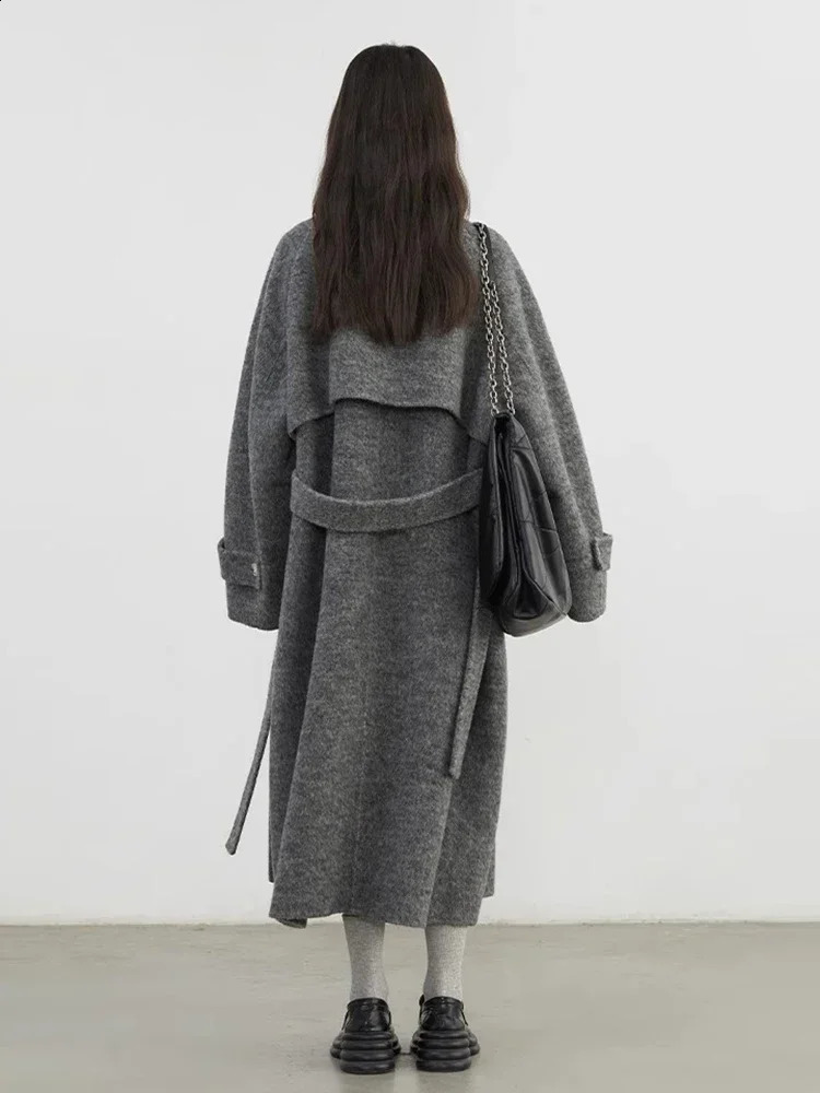 CHIC VEN Women Woolen Coats Loose Stand Collar Doublesided Overcoat Female Outerwear Office Ladies Clothing Autumn Winter 251021