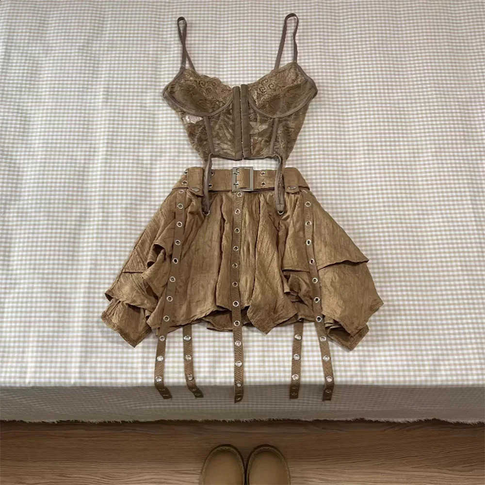 Fashion Harajuku Vintage 3 Piece Set Woman Short Cardigan Slim Vest Y2k EGirl High Waist Skirt Girls Korean Style Suit 251016