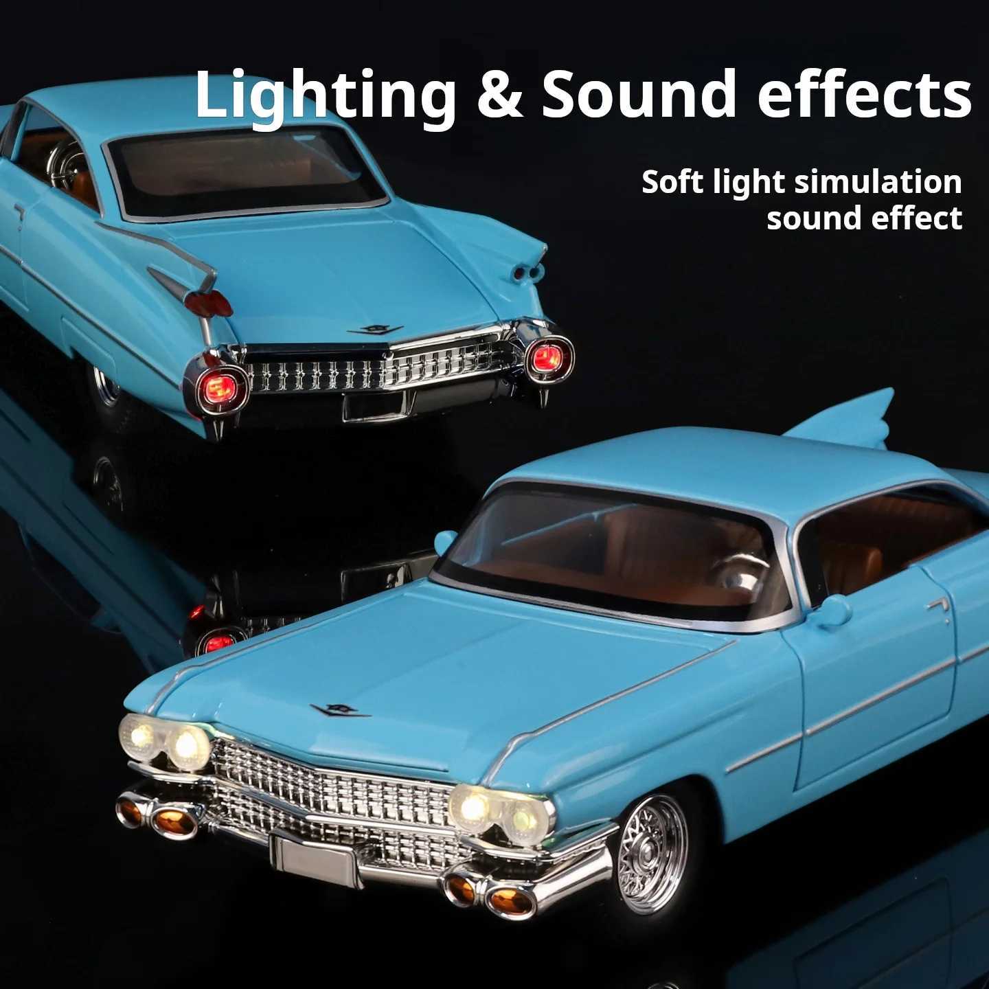 124 Cadillac Big Rocket Simulation Alloy collection Car Model Rebound Toy with sound and light Factory direct sales giftT251023
