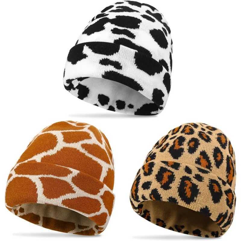 Unisex Camouflage Leopard Print Jacquard BeanieFashion Versatile Acrylic Winter Skull Cap for Daily WearChristmas HalloweenXJ251023