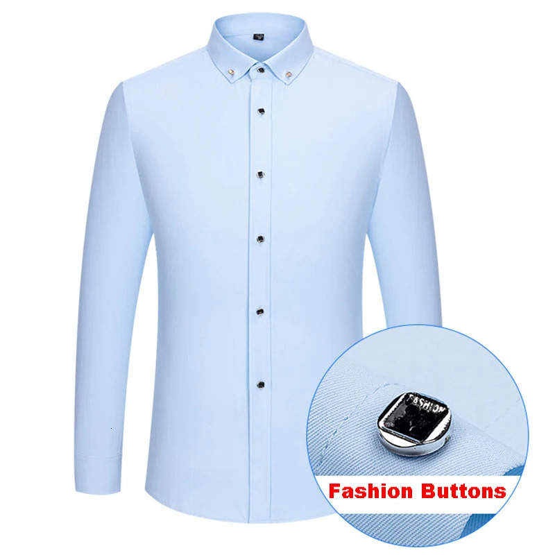 Mens Business Dress Shirt Formal Fashion Thin Classic Basic Diamond Button Long Sleeve Social White Shirt Men Clothing 251016