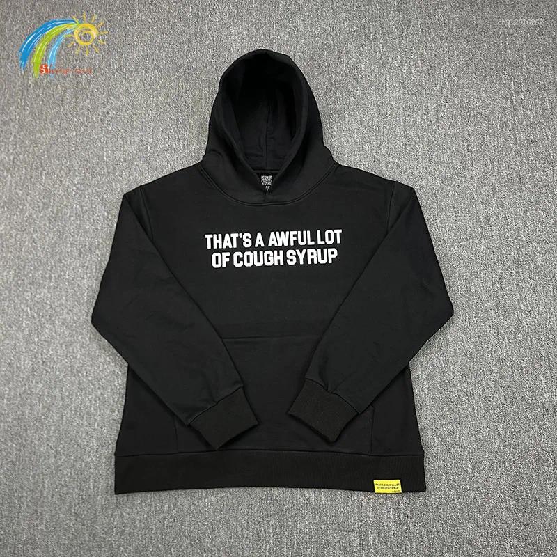 Men's Hoodies Men Women Casual White Letters Print That's A Awful Lot Of Cough Syrup Pullovers Cotton Loose Black Hoodie With Tag