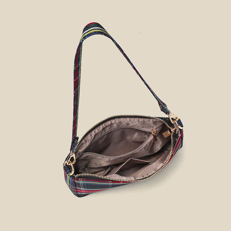 Luxury Brand Designer Bag Handmade Red Plaid Baguette Bag For Women Same Style 2025 New Versatile Shoulder Underarm Handbag