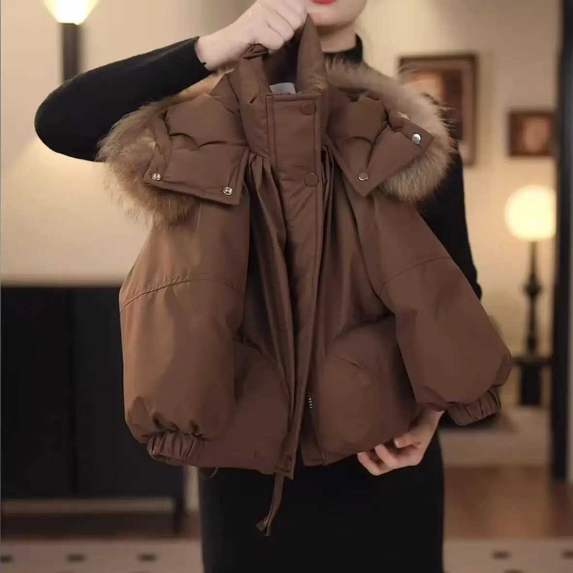 2025 Winter New Boys and Girls Detachable Cotton Liner Thickened Padded Jacket Large Fur Collar Y251023