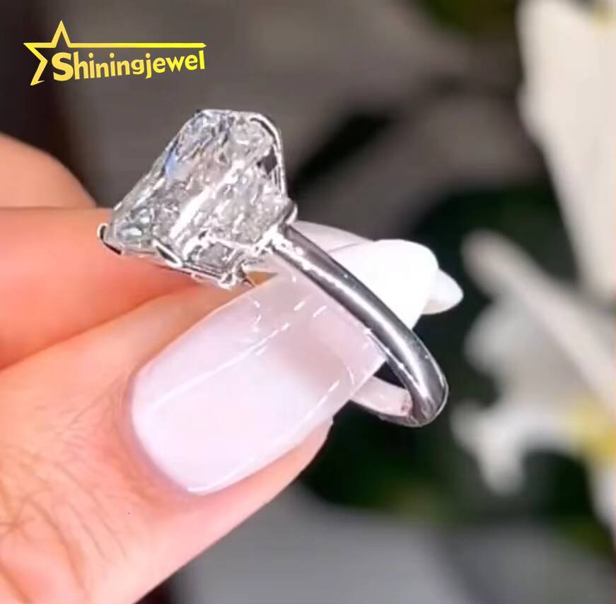 White Gold VS DEF Color IGI Certificated 5ct Radiant Cut With Trapezoid Side Stones 10K 14K Lab Diamond Wedding Ring