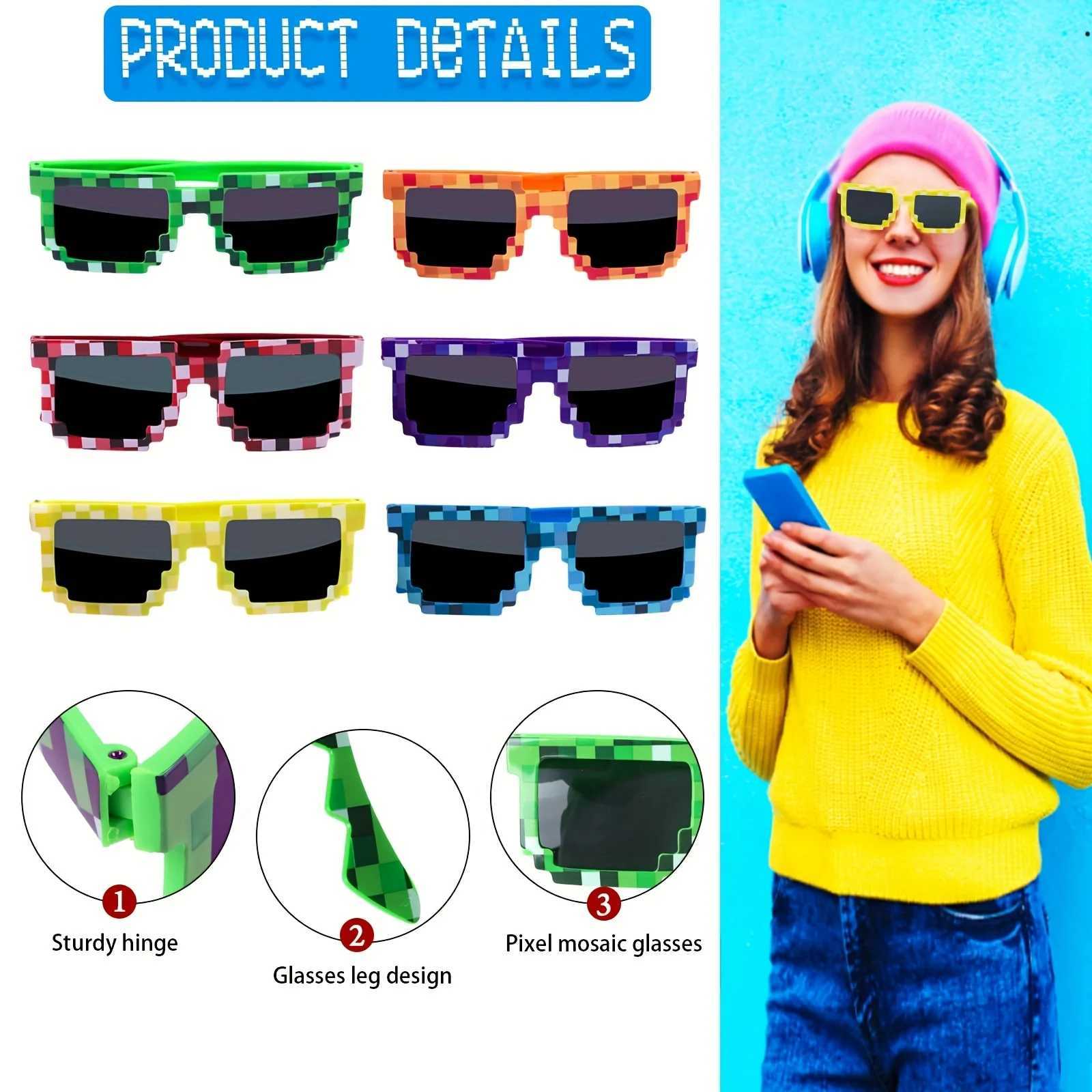 112Pcs Pixel sunglasses Retro Pixel glasses Adult boys and girls Photo props birthday party suppliesW251023