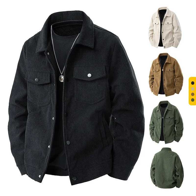 Casual Jacket Men Comfortable Jackets Turn Down Collar Solid Coats Mens Windproof Autumn Outwear Brand Fashion Corduroy Jackets W251023
