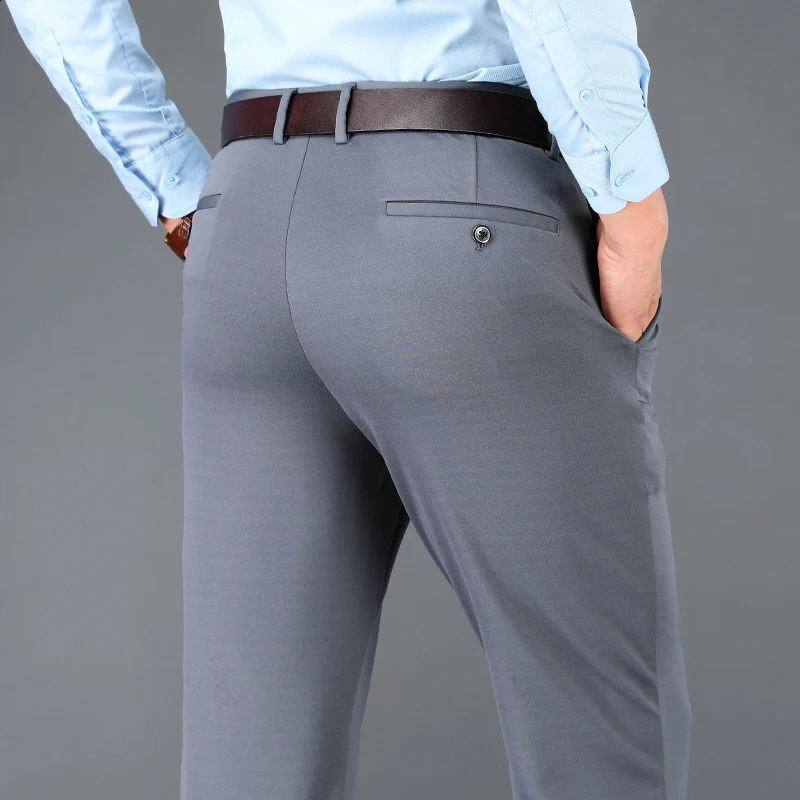 Mens Business Casual Pants Spring Summer Elastic Trousers Office Suit Quick Dry Formal Breathable Comfortable 251023