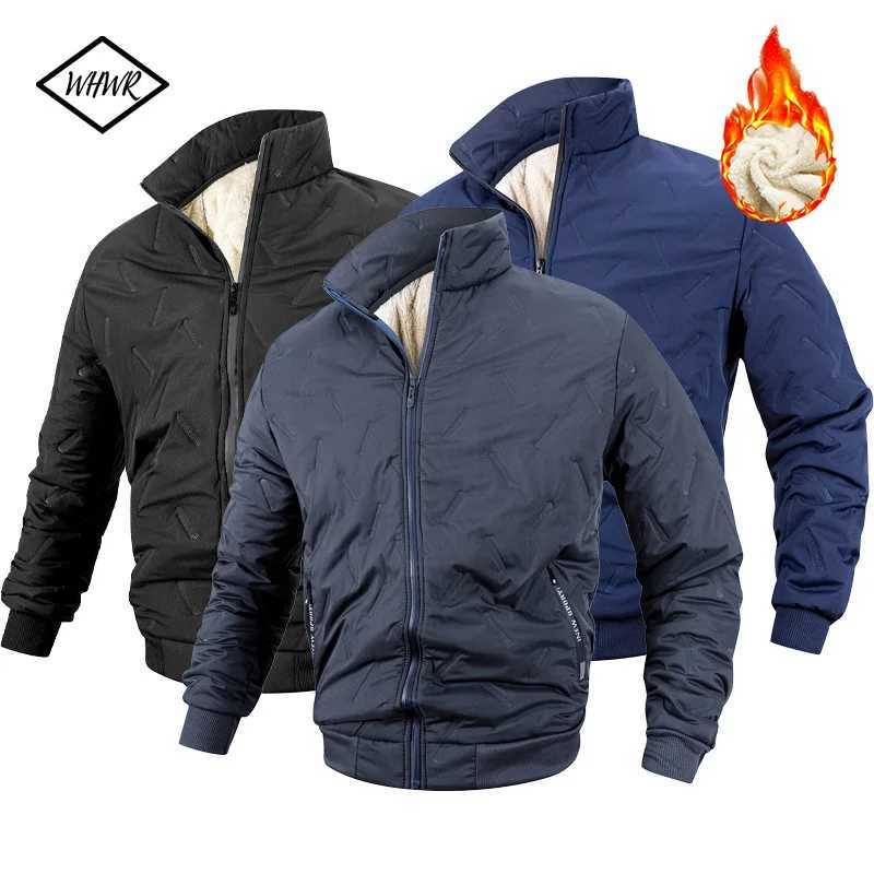 2025 High Quality Winter Mens Zipper Knitted Long Sleeved Jacket Warm Thicken Fleece stand collar Top Casual Fashion Coat W251023