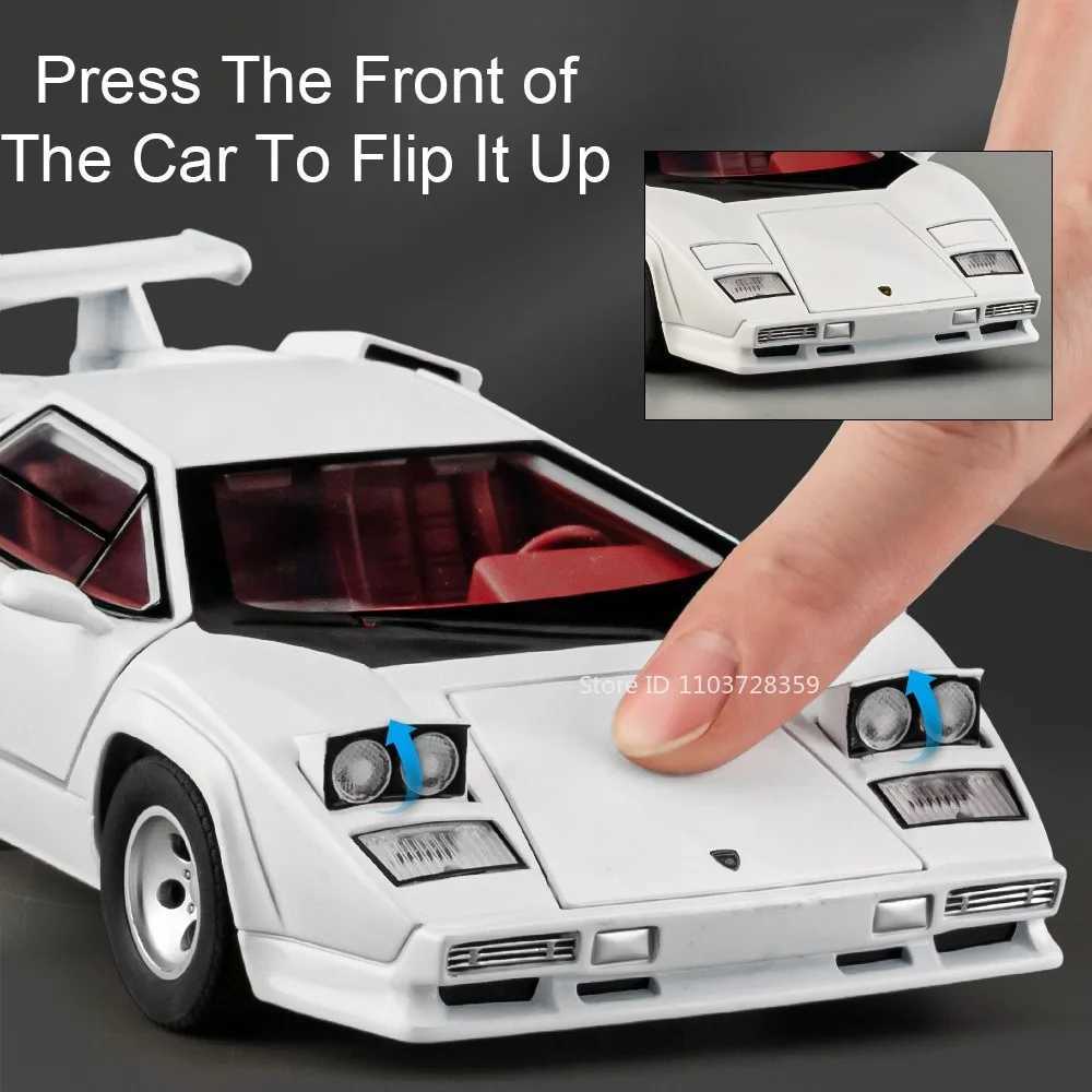 124 Countach LP500S VENENO Miniature Sports Car Model Toys Alloy Diecast Sound Light Pull Back Doors Opened Collection SupercarT251023