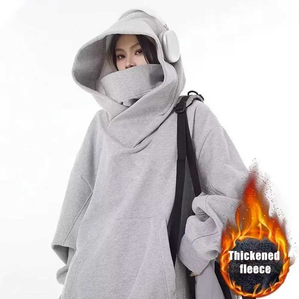 Embroidery Turtleneck Sweatshirt For Men Japanese Ninja Hoodies Autumn Hip Hop Fleece Pocket Streetwear Oversized HoodyT251023