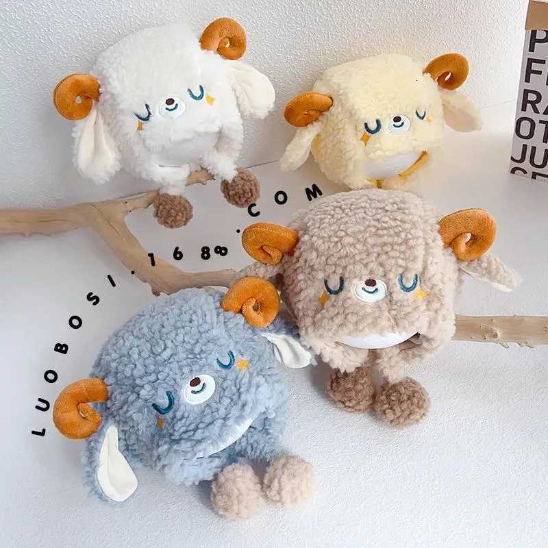 ABeautiful Cute Sheep Beanie Cap Thick Lamb Fleece Warm Earmuffs Caps For Boy Girl Outdoor Windproof Plush Fluffy Warm HatXJ251023