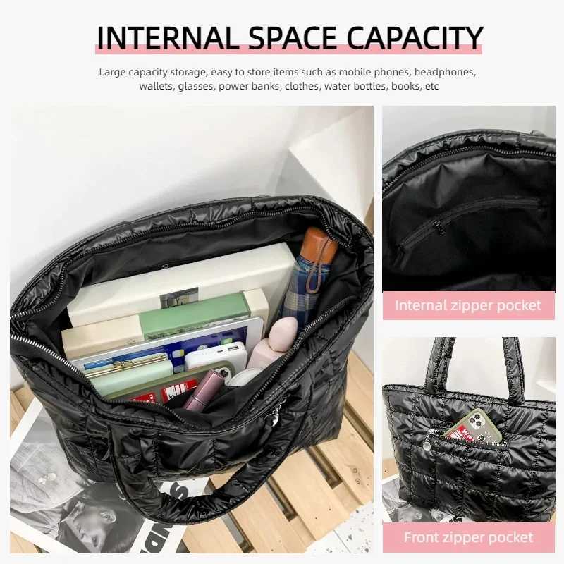 Fashionable Womens Tote Bag Large Capacity Quilted Checkered Handbag Perfect for Daily Outings Travel Work Commuting EtcL251023